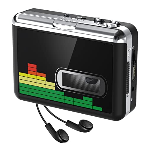 Reproductor de Cassette USB Convertidor de Cinta a MP3, Reproductor de música de Audio Walkman portátil Convertidor de Cassette a MP3 con Auriculares, no Requiere PC