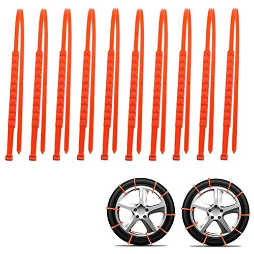 RETYLY 20 Pcs/Lote Neumático De Nieve Cadenas De Neumáticos Invierno Antideslizante Tendón De Carne Cadena De Naranja De Nylon Derueda De Vehículos para Coches/SUV