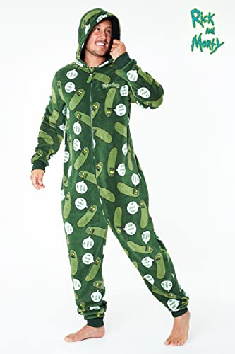 Rick and Morty Pijama Hombre Entero, Mono Pijama de Forro Polar, Pijama Hombre Invierno S-XXL, Regalo Original Hombre (Verde, XL)