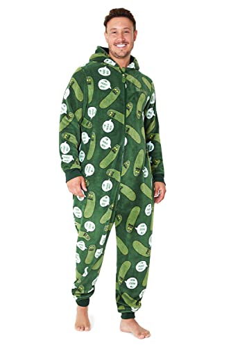 Rick and Morty Pijama Hombre Entero, Mono Pijama de Forro Polar, Pijama Hombre Invierno S-XXL, Regalo Original Hombre (Verde, XL)