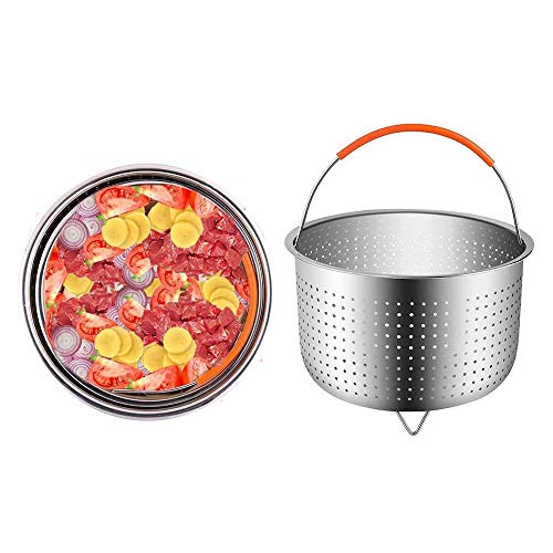 Ritte Cesta de Acero Inoxidable para Arroz, 304 para Cocinar al Vapor a Presión de Arroz, Olla a Presión, Vaporizador Antisalpicaduras, Multifunción, Cesta de Limpieza de Frutas con Mango de Silicona