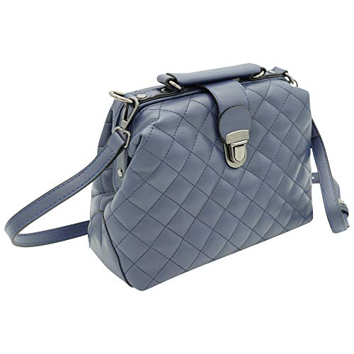 Ro Rox Bolso bandolera - [Cartera de doctor] bolsos de estilo vintage retro Para Mujer [Azul marino (acolchado)-Medio}