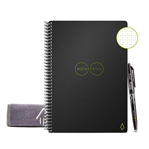 Rocketbook Cuaderno Digital Inteligente Core Diario Reutilizable - Negro, Punteado, Executive A5