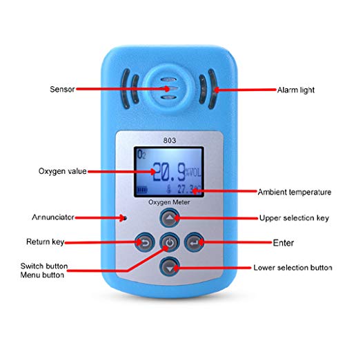 S-TROUBLE Medidor de oxígeno portátil KXL-803, Pantalla Digital LCD, luz de Sonido, Alarma de vibración, Detector de concentración de O2, analizador de Gas