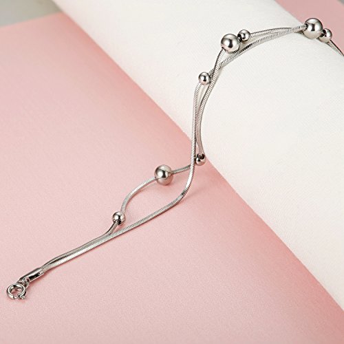 sailimue Acero Inoxidable Pulseras Tobilleras Mujer Ajustable 23 + 3cm