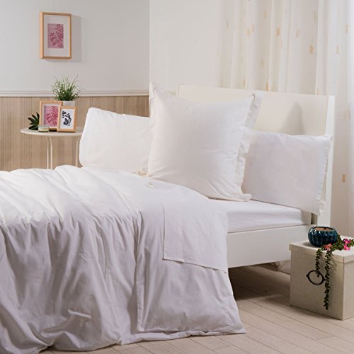 Sancarlos - Funda de almohada para cama, 100% Algodón percal, Color blanco, Cama de 105 cm