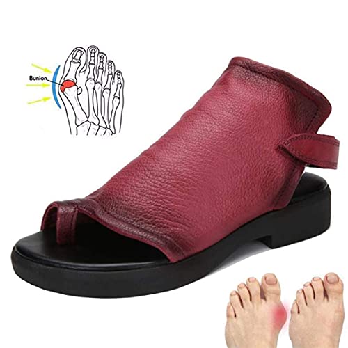 Sandalias de corrección ósea con dedo gordo para mujer, zapatos ortopédicos de piel de vaca con punta abierta, zapatillas correctoras de juanetes Hallux Valgus con soporte de arco para niñas, madre,