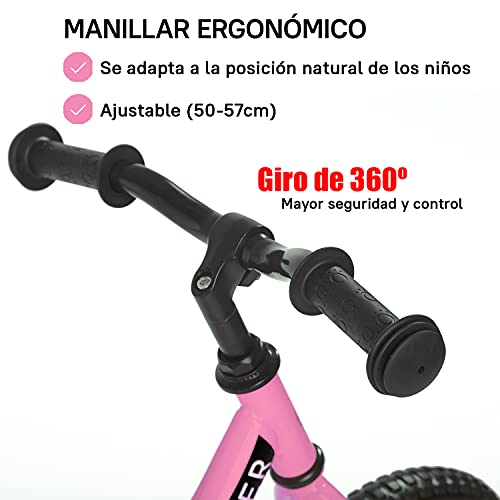 Sawyer - Bicicleta Sin Pedales Ultraligera - Niños 2, 3, 4 y 5 años (Rosa)