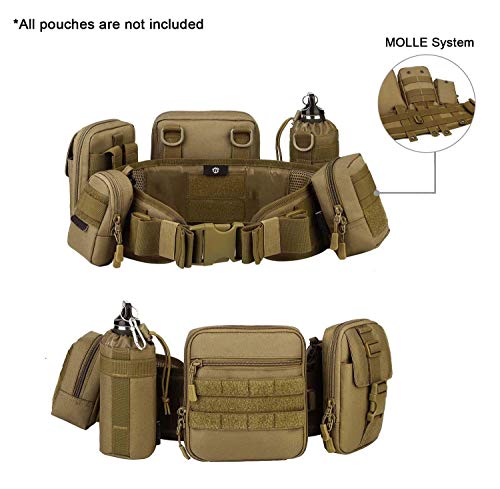 Selighting Cinturón de Utilidad Molle Táctica Militar de Nylón Cintura de Protección para Caza, Airsoft,Paintball,Batalla Combate,Camping,Uso al Aire Libre (Brown - Coyote)