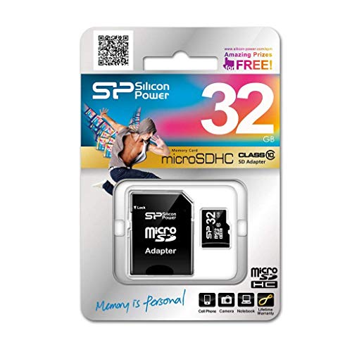 Silicon Power Tarjeta de memoria MicroSD SDHC 32 GB, Clase 10, con Adaptador, hasta 40 MB/s Lectura