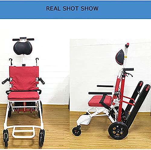 Silla de ruedas eléctrica para subir escaleras, silla de ambulancia plegable, máquina inteligente para subir escaleras completamente automática, cinturón de seguridad desmontable para escaleras, rojo