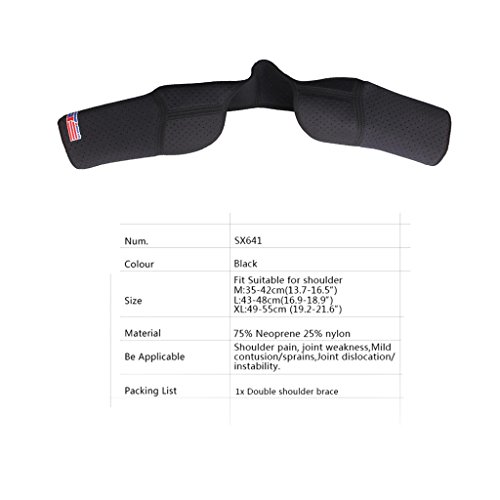 SM SunniMix Protector De Doble Hombro De Neopreno De Alta Densidad Correa De Sujeción Vendaje De Compresión Banda Artritis Tendinitis Negro