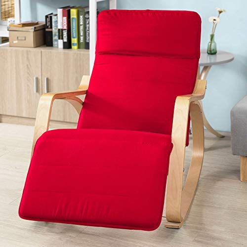 SoBuy® sillón de relada, Silla de relada, mecedora,rojo, FST16-R,ES (Rojo)