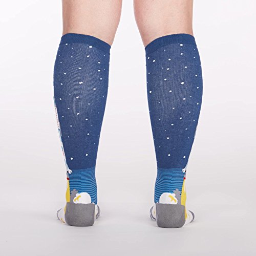 Sock It To Me 3 2, 1, quítate, Calcetines hasta la Rodilla, Calcetines de Astronauta Cohete para Mujeres Un tamaño Azul