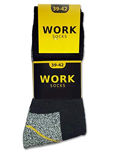 sockenkauf24 10 o 20 Pares Calcetines de trabajo Hombre WORK (43-46, 10 Pares | Negro/Gris jaspeado)