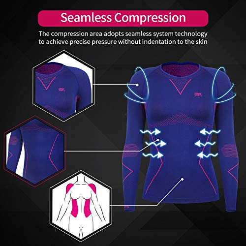 Souke Sports-Camiseta Compresion Mujer Manga Larga,Baselayer Camisetas Deportivas para Ejercicio Gimnasio Entrenamiento Cruzado Correr Pilates Yoga