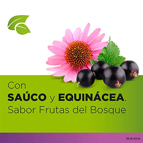 StrepHerbal Saúco y Equinácea con Vitamina C y Zinc para el sistema Inmunitario, Sabor Frutas del Bosque - 16 pastillas para chupar