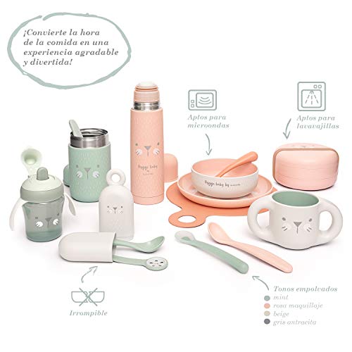 Suavinex - Set Platos Combinables Para Comer Fuera de Casa Capacidad 2 Comidas Apto Para Microondas y Lavavajillas Para Bebés +4 Meses, Color Rosa (306749)