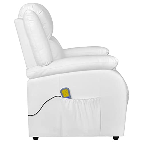 Susany Sillón de Masaje Eléctrico Sillón Masaje Relax Reclinable Respaldo y Reposapiés Regulables para Salón Oficina Piel Sintética Blanca