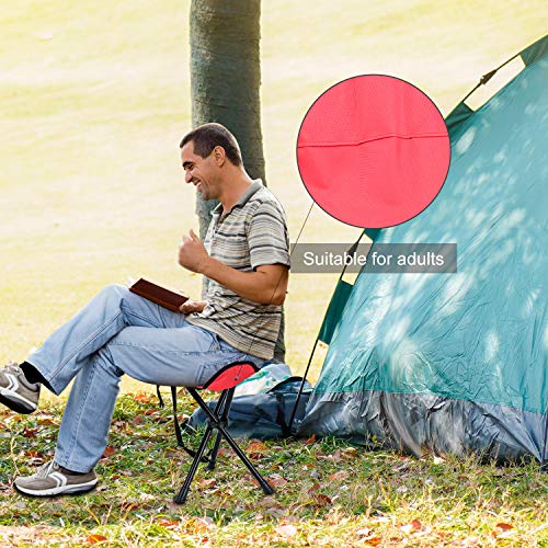 Taburete plegable de camping Lychee al aire libre de tres patas plegable taburete camping playa pesca silla jardín asiento pequeño taburete de viaje (rojo)