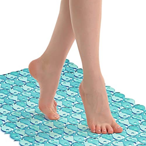 Tatay Alfombra de Bañera Antideslizante de PVC con Ventosas, Resistentes a Moho y Microbios, Anti-Bacteriano, Diseño Piscis, Turquesa. Medidas 97 x 36 cm