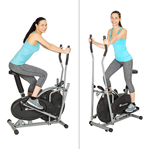 TecTake 1 Maquina Fitness Bicicleta eliptica Gimnasia estatica Entrenador Cardio Gimnasia con Pantalla LCD