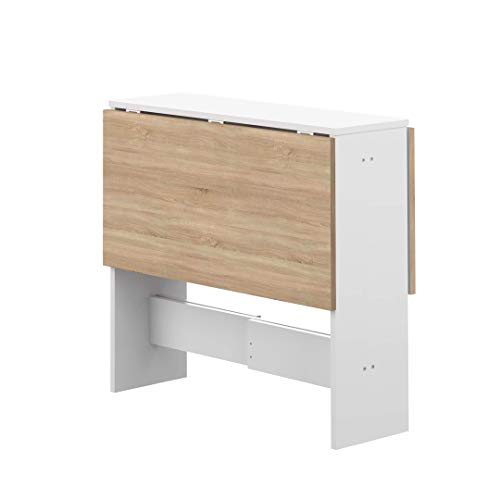 TEMAHOME Mesa Plegable Contemporánea con 2 Solapas Plegables, Tablero de Partículas de Melamina, Color Beige/Blanco (Roble blanco/Natural), 103 x 76 x 73.4 cm, 2050A2134x00