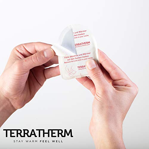 TerraTherm Calentadores Adhesivos para los Dedos de los pies, 8 Horas de pies Calientes, Almohadillas calentadoras de pies Extra Finas y cómodamente Suaves, 10 Pares