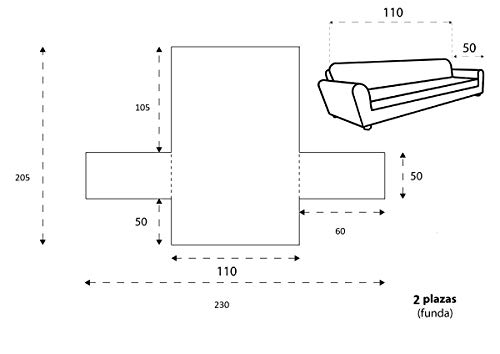 Textilhome - Funda Cubre Sofá Malu, 2 Plazas, Protector para Sofás Acolchado Reversible. Color Gris C/3