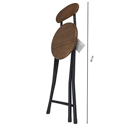 thesecrethome.es 2 X Silla Metal Plegable Base y Respaldo Madera Ligeras | diámetro 30cm x Alto 73cm | Taburete Plegable Ideal para Terraza, Balcón y Jardín