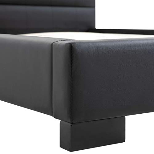 Tidyard Estructura de Cama Doble de Tela Cama de Matrimonio de Cuero Artificial Negro 200x180 cm