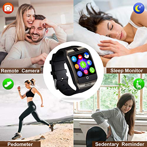 Tipmant Smartwatch, Reloj Inteligente para Hombre Mujer Niños, Relojes Inteligentes con Ranura para Tarjeta SIM Cámara Música Podometro Pulsera de Actividad para Android Xiaomi Samsung Huawei (Negro)