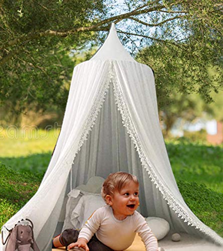 Toldo de cama para niños, cortina de mosquitera de algodón ultraligero, para colgar en el interior, para jugar al aire libre, tienda de campaña, decoración de la cama y el dormitorio