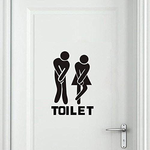 ufengke Unisexo Toilet Firmar Puertas Pegatinas de Pared Adhesivos de Pared de Vinilo Negro DIY Decorativo Extraíble Male & Female Logo Entrance Common Use Comfort Room para Hombres y Mujeres