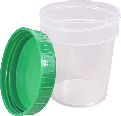 Urine Beaker - 4.23fl oz - Urine Cup with Screw On Lid - Colour Green - Urine Sample Cup - Urine Cup - Plastic Cup by Medi-Inn - Green, 10 Pieces by Medi-Inn