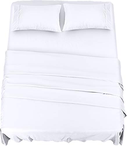 Utopia Bedding Juego De Sabanas 180x200 - Blanco - Microfibra Cepillada - Sábanas y Fundas de Almohada (Cama 180)