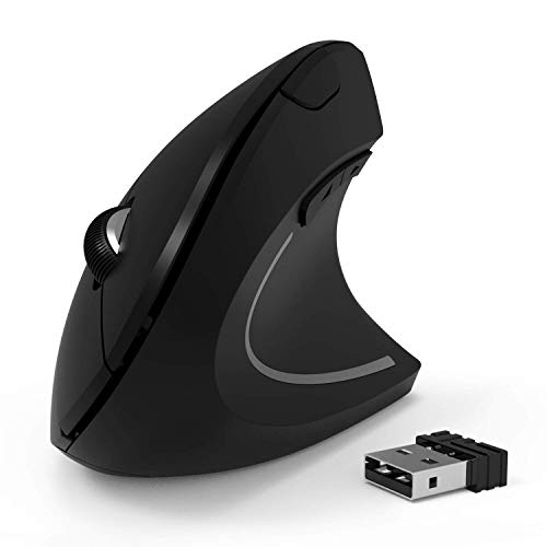 Vertical Ergonómico Ratón óptico USB | Forma Vertical | Diseño Ergonómico - Prevención de Codo de Tenista/ Enfermedad del Ratón (Síndrome RSI) - Protege Especialmente el Brazo | 6 Botones (WIRELESS)