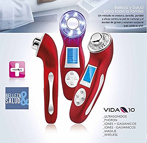 Vida 10 Equipo de Cavitación y Ultrasonidos fotónica Beauty Care 5 en 1 Gel Conductor Ultrasonidos Incluido