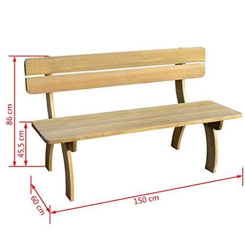 vidaXL Banco de Jardín con Respaldo Madera Pino Impregnada Asiento Patio