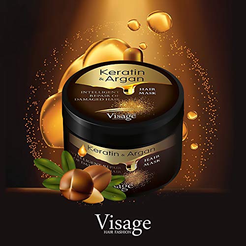 VISAGE Mascarilla capilar con aceite de argán y queratina | Tratamiento capilar para cabello dañado y seco | Hidratante, sin experimentos con animales, tratamiento premium de 500 ml