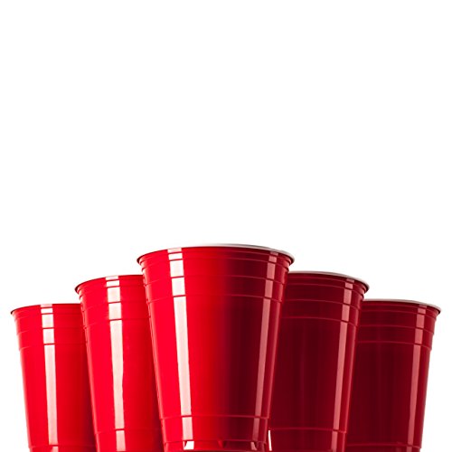 Vivaloo Vasos Grandes Reutilizables - 50 Vasos, 16 oz, 455 ml, Vasos Rojos para Beer Pong, Paquete de 50 Vasos