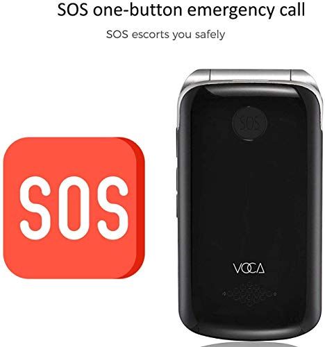 VOCA 3G V533 Teléfono Móvil Simple para Ancianos con Teclas Grandes,SOS Botones, predecir Texto, ácil de Usar telefonos basicos para Mayores (Plata Negro)