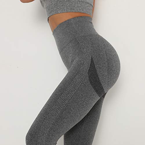 Voqeen Sexy Pantalones de Yoga de Punto Sin Costuras Mujeres Damas de Cintura Alta Leggings de Gimnasio Booty Scrunch Pantalones de Control de Barriga Gruesos Entrenamiento Correr Medias deportivas