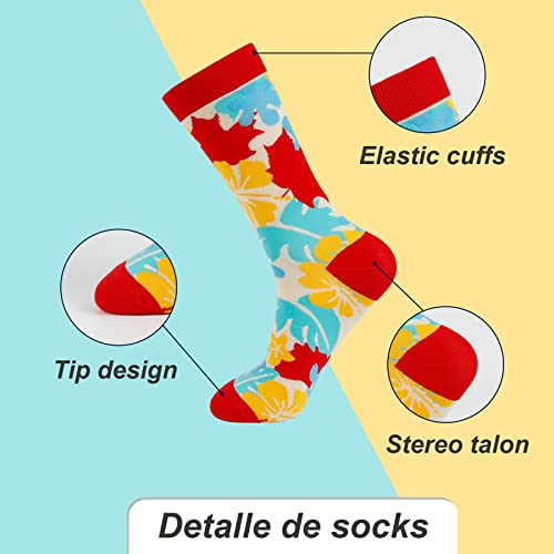 Weinsamkeit Calcetines Estampados, 5 Pares Calcetines Hombres Mujer Divertidos, Calcetines de Algodón con Estampados Divertidos Y Elegantes, Calcetines de Colores de Moda(Adecuados Para Tallas 36-45)