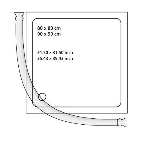 Wenko Barra Semi Circular, Aluminio, Plateado, 80x80cm y 90x90cm