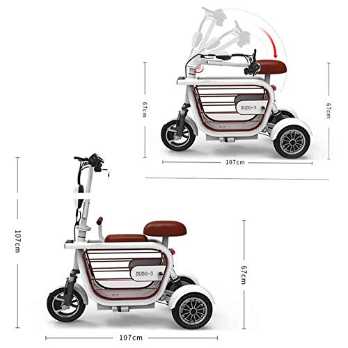 WERT Pride Mobility Scooters y Travel Mobility, para Adultos - Plegables, Plegables y compactos para Viajar - Batería de Larga duración con Cargador y Cesta incluidos