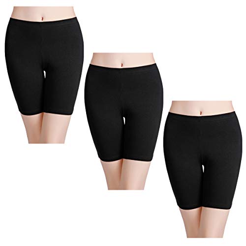 wirarpa Shorts Leggings Pantalon Cortos Algodon Mujer 3 Pack Cintura Alta Bragas Seguridad Boxer Mujer Tallas Grandes Negro M