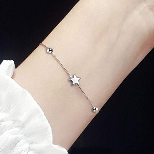 WQZYY&ASDCD Pulseras Brazalete Pulsera De Joyería De Plata De Ley 925 Moda Femenina Retro Pulsera Cuadrada Longitud 19,5 Cm-1110