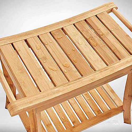 XXIOJUN Taburete con Asiento De Madera, Reposapiés, Taburete De Afeitar con Pies Antideslizantes, Estante De Almacenamiento para Toalla De Champú, Funciona En El Baño/Sala De Estar/Dormitorio/Ja