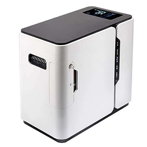 YHWL Concentrador de Oxígeno ​1-7L/min Generador Máquina de Oxígeno Portátil, Ajustable 93% Alta Pureza para el Hogar Control Remoto para Uso doméstico y de Viaje en automóvil,Blanco,S